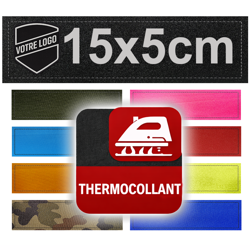 Patch personnalisé Thermocollant 15x5cm| Texte ou logo | Fabrication française