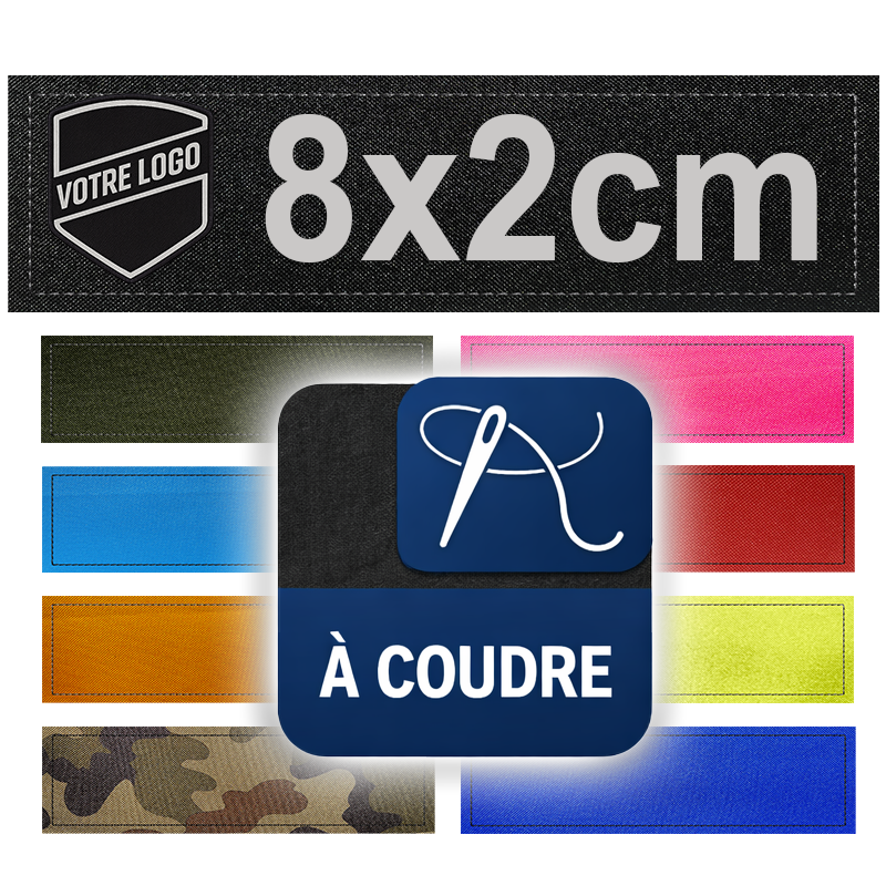 Patch personnalisé à coudre 8x2cm| Texte ou logo | Fabrication française
